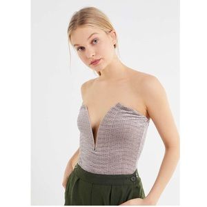 OUT FROM UNDER VELVET SMOCKED V-WIRE BODYSUIT